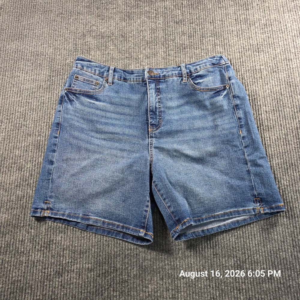 Terra & Sky Womens Plus Size 0X 14W Denim Shorts Elastic Back Medium Wash